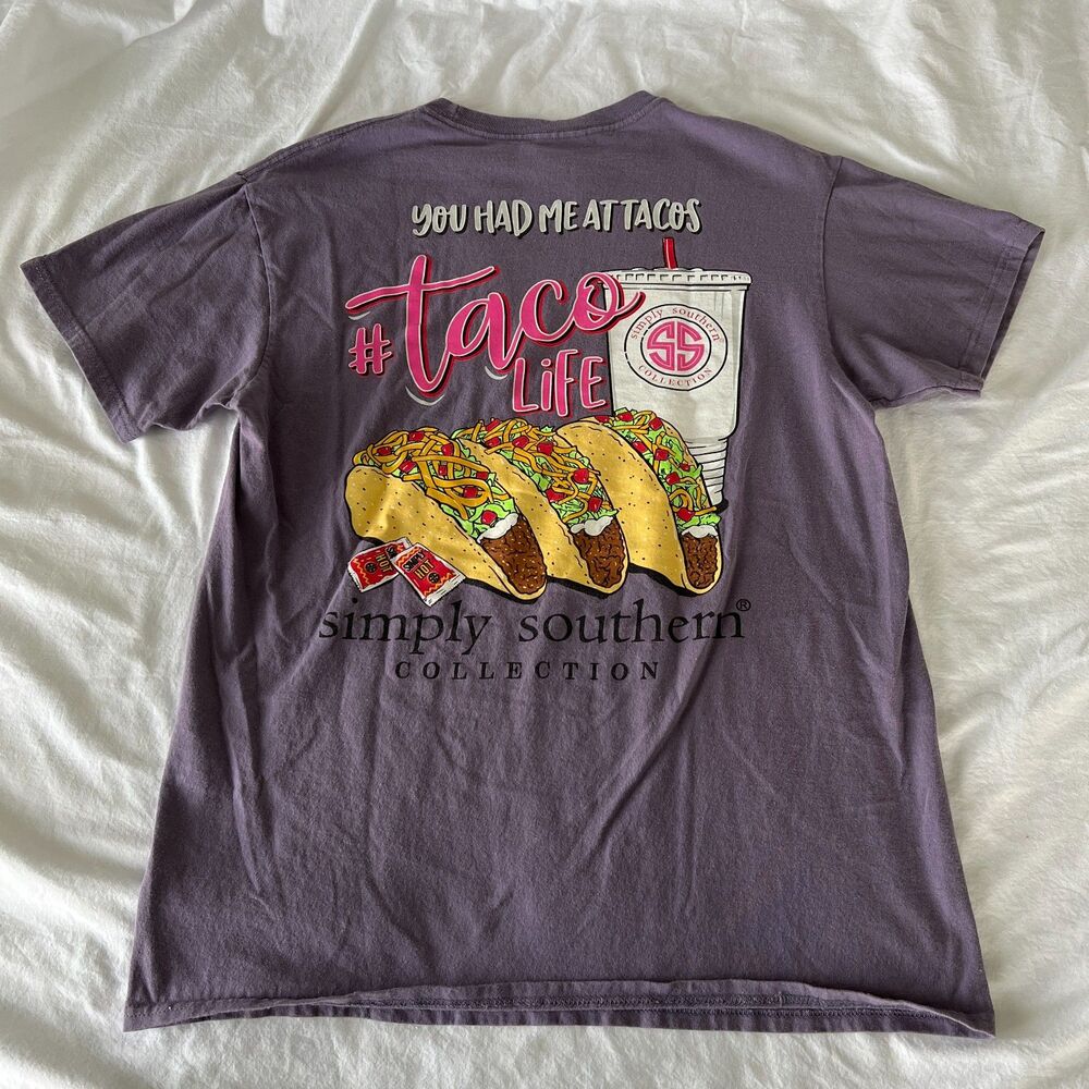 Simply Southern Taco Life Graphic Tshirt Purple, Medium